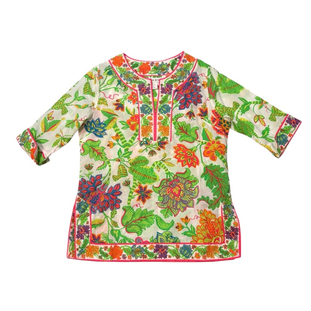 Gretchen Scott - Glorious Split Neck Tunic in Multi Bright, Sz S - Picture 10 of 13